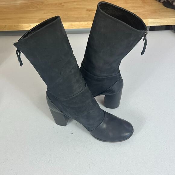 Marsey Boots Women's Size 36 .5 5.5 Black Leather Zip Up Block Heel Punk - Picture 2 of 12